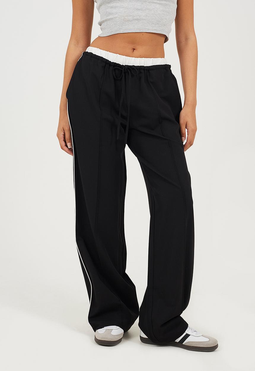 Brave Soul - Ladies Tailored Trouser With Contrast Waistband - Black/White