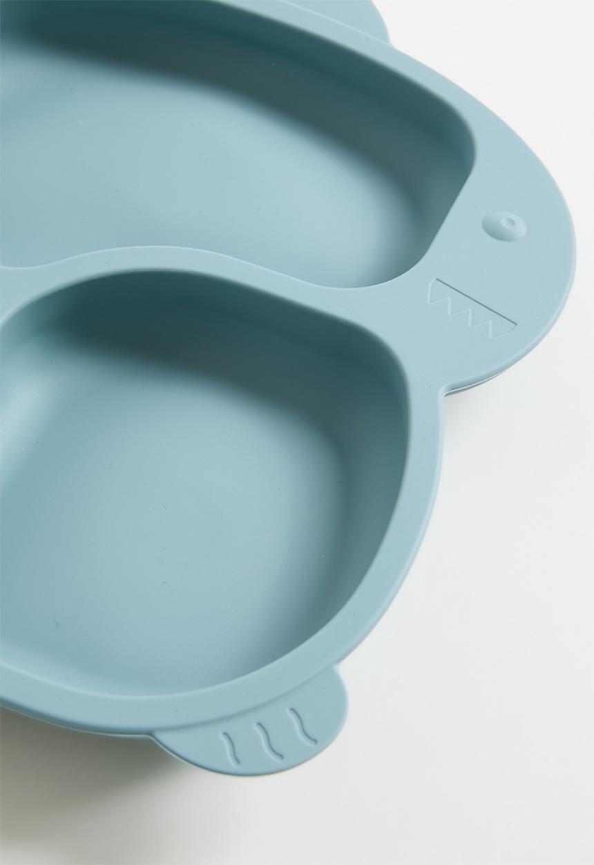 Pop Candy - Dino silicone baby plate - teal blue
