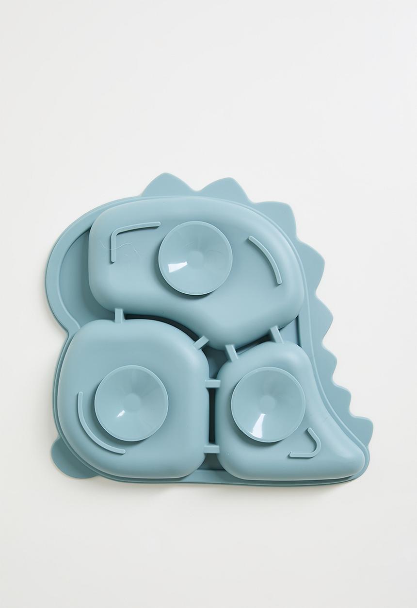 Pop Candy - Dino silicone baby plate - teal blue