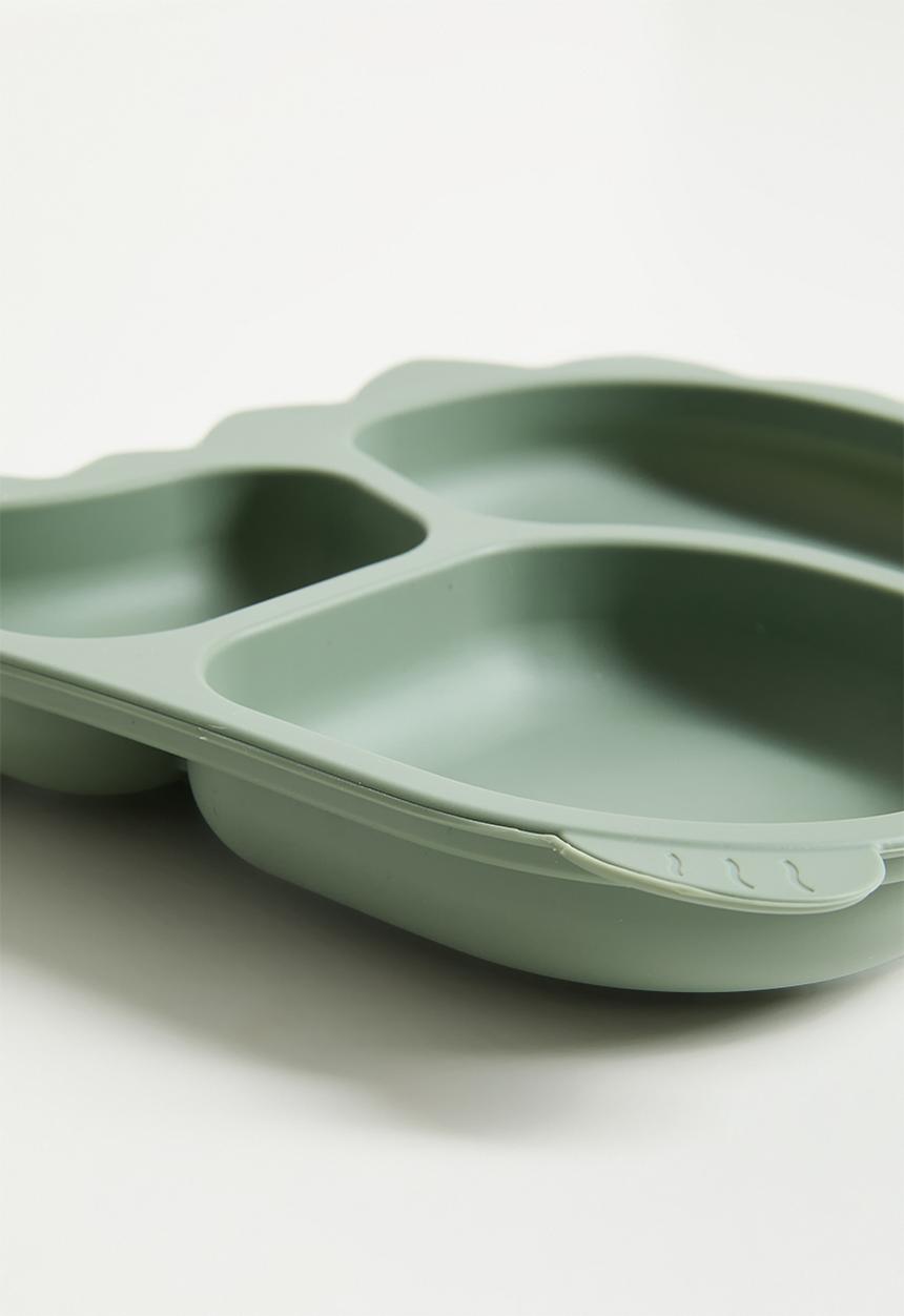 Pop Candy - Dino silicone baby plate - sage green