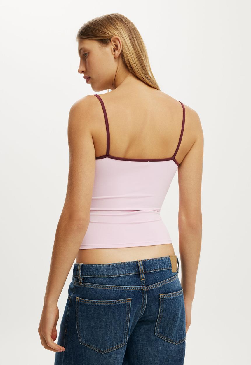 Cotton On - Hold Me Cami - Light Pink/Sour Cherry Tipping