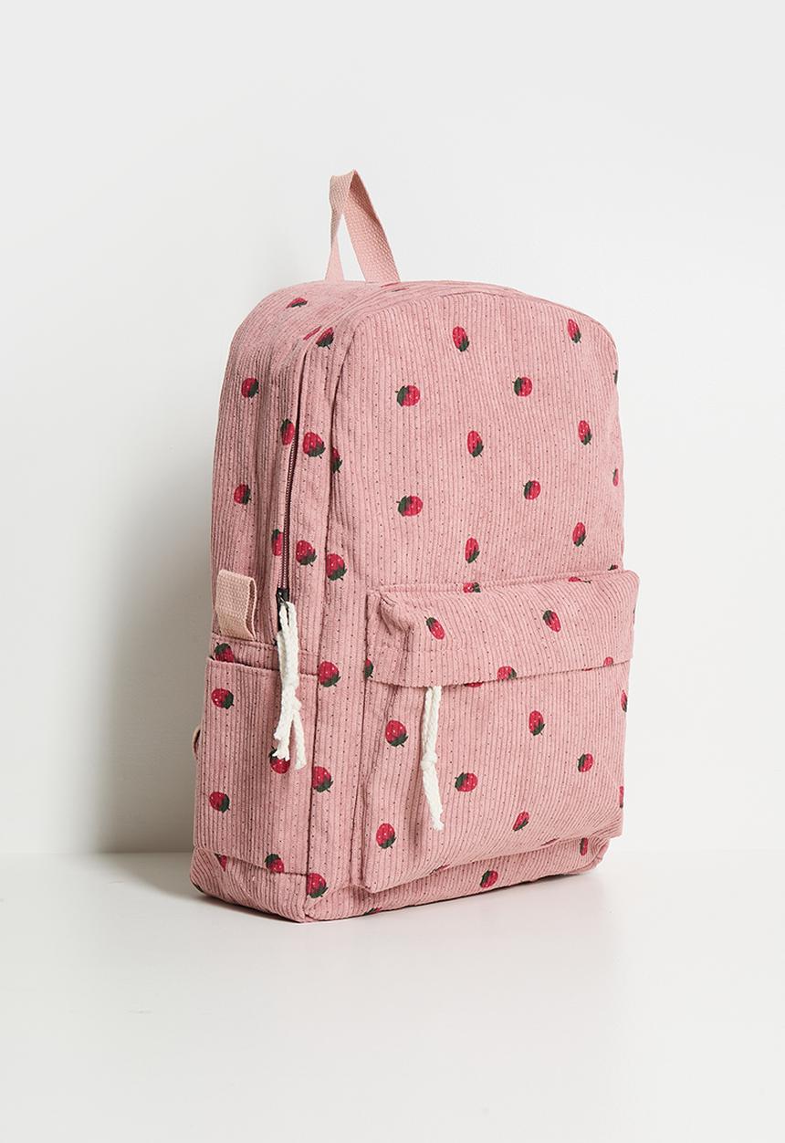 Pop Candy - Corduroy backpack and lunch bag - mauve pink/polka dots