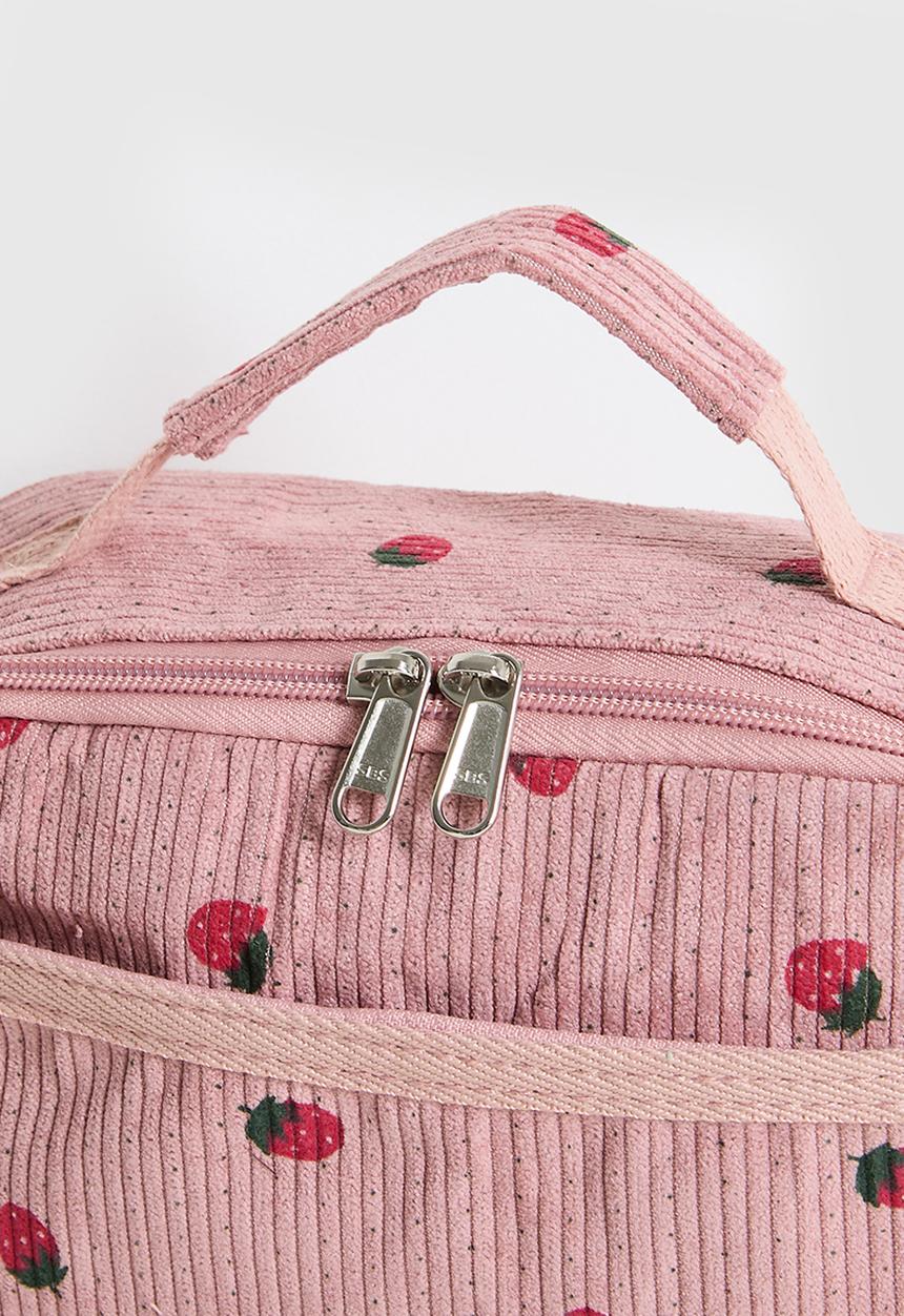 Pop Candy - Corduroy backpack and lunch bag - mauve pink/polka dots