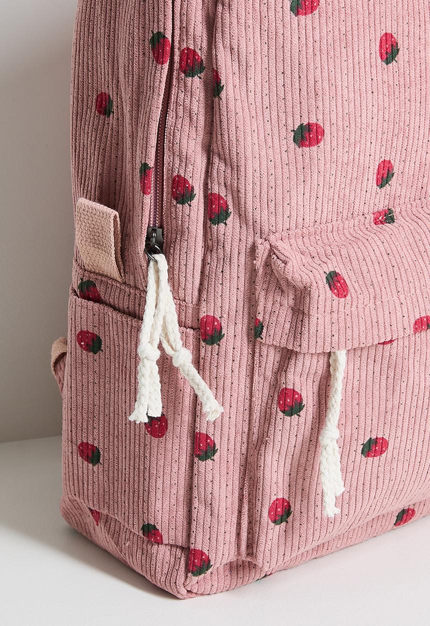 Pop Candy - Corduroy backpack and lunch bag - mauve pink/polka dots