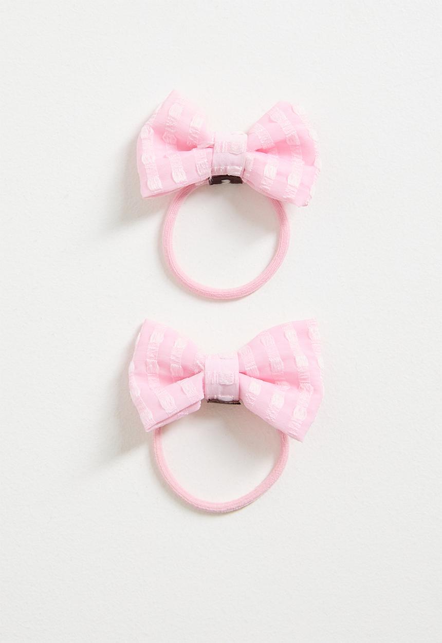 Pop Candy - 2 pc classic bow hair tie - pink/pink stripes