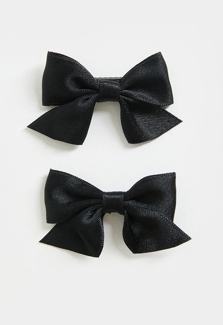Pop Candy - 2 Pack harper bow hair clip - black