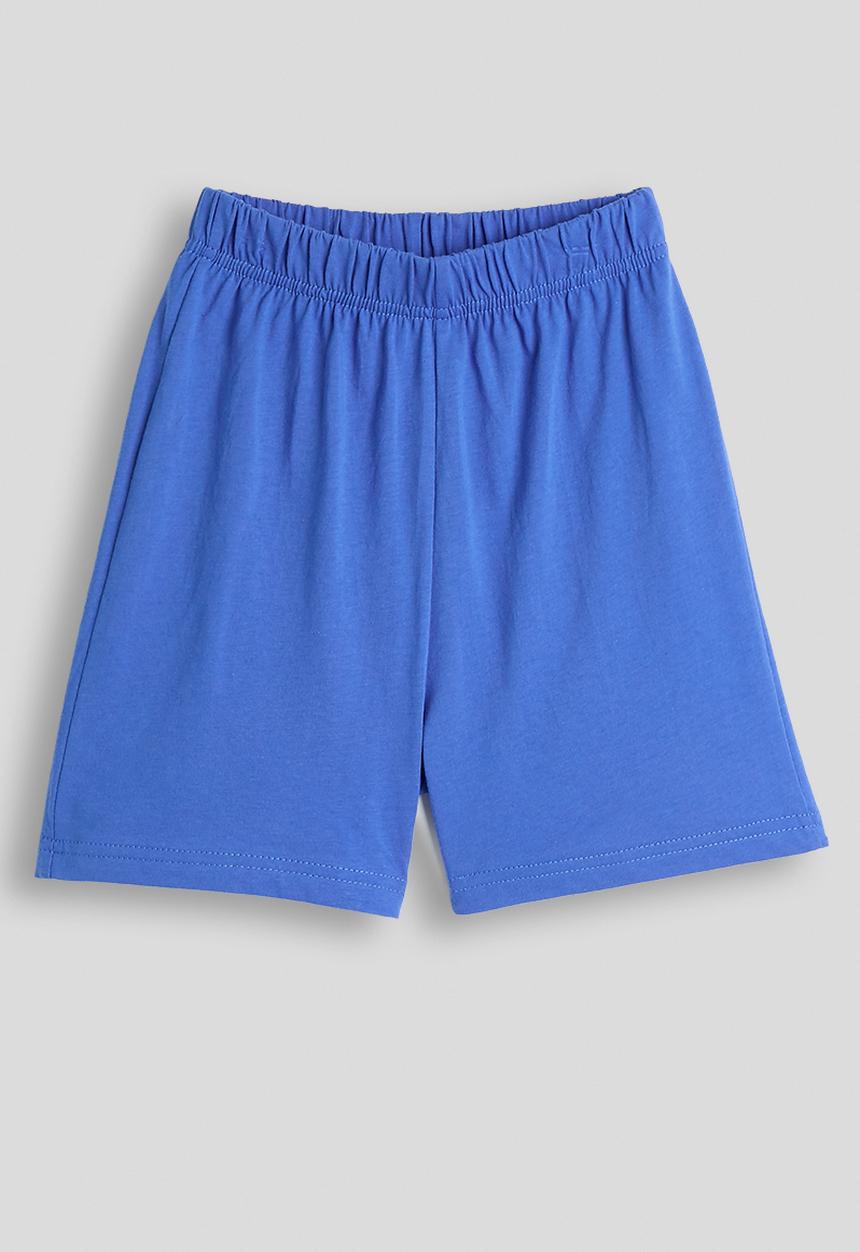 Pop Candy - Planet aop tee with plain shorts pj set - white/blue