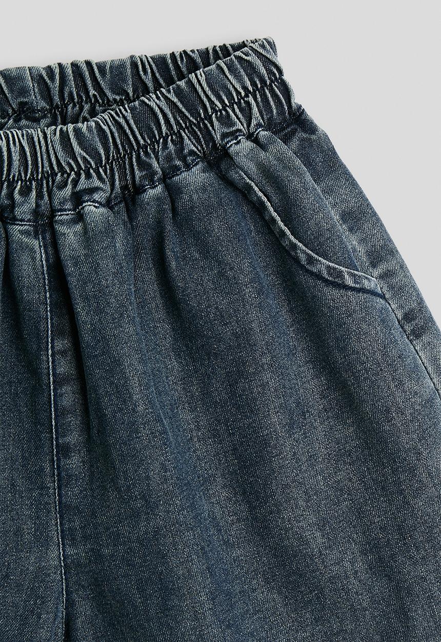 Pop Candy - Handkerchief hem denim top with shorts - washed blue
