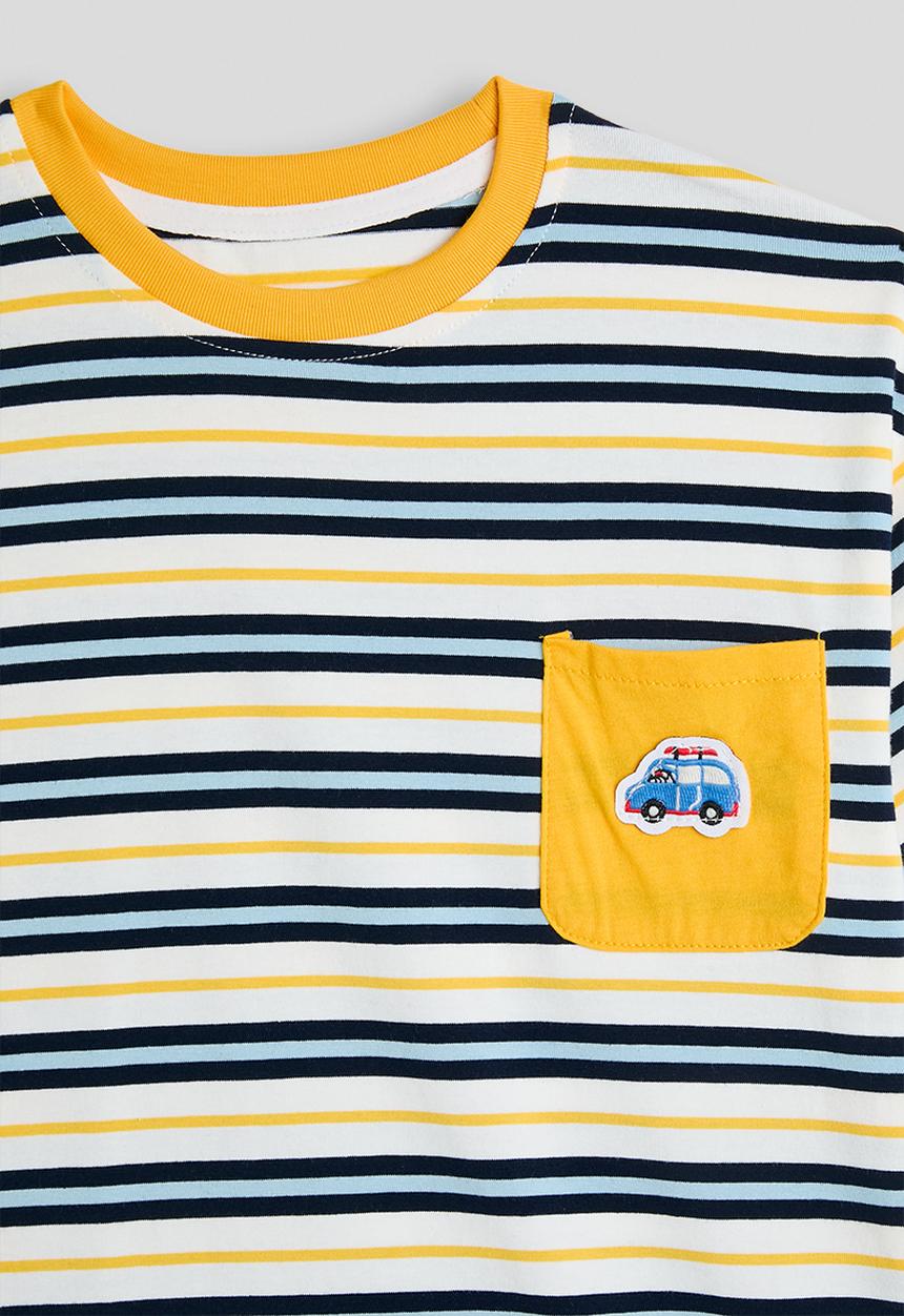 Pop Candy - Striped tee with plain shorts - navy/yellow