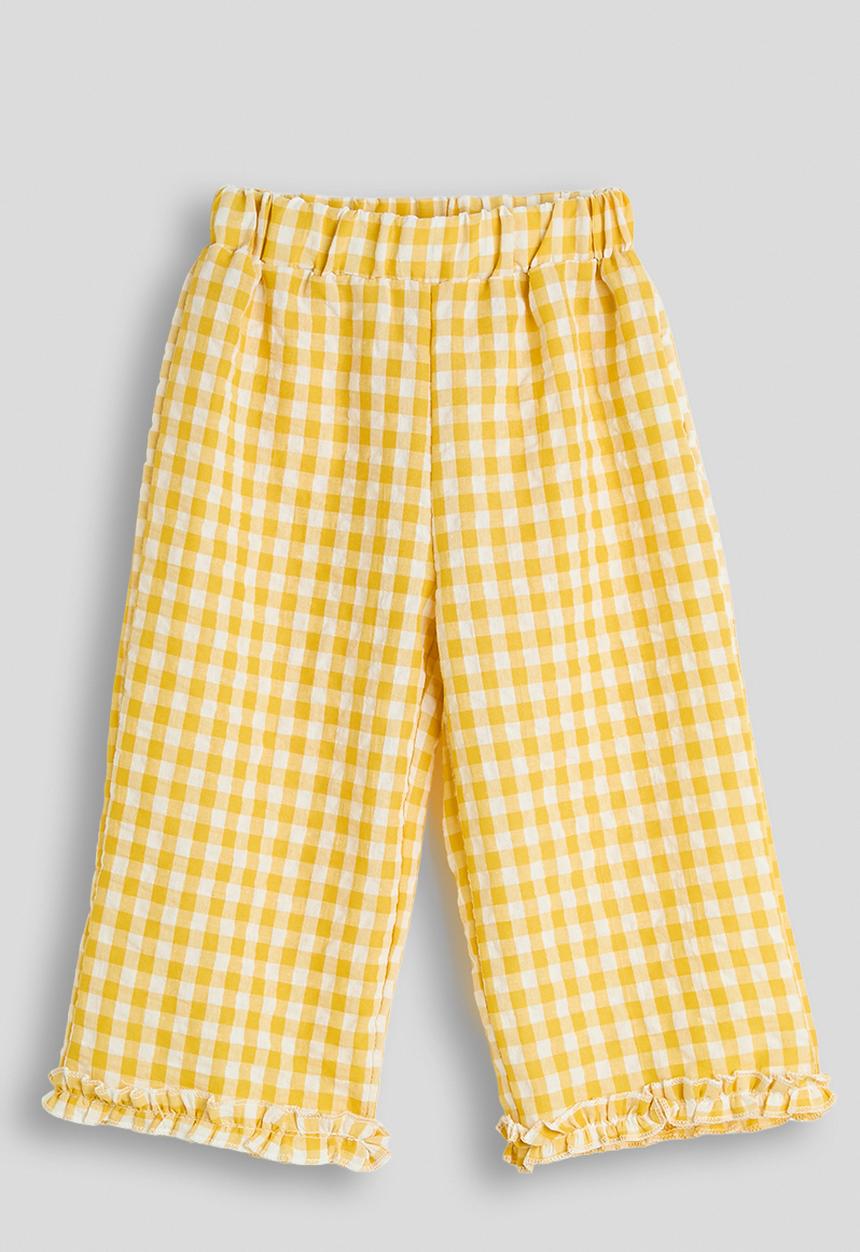 Pop Candy - Gingham ruffled trim blouse and pants - yellow