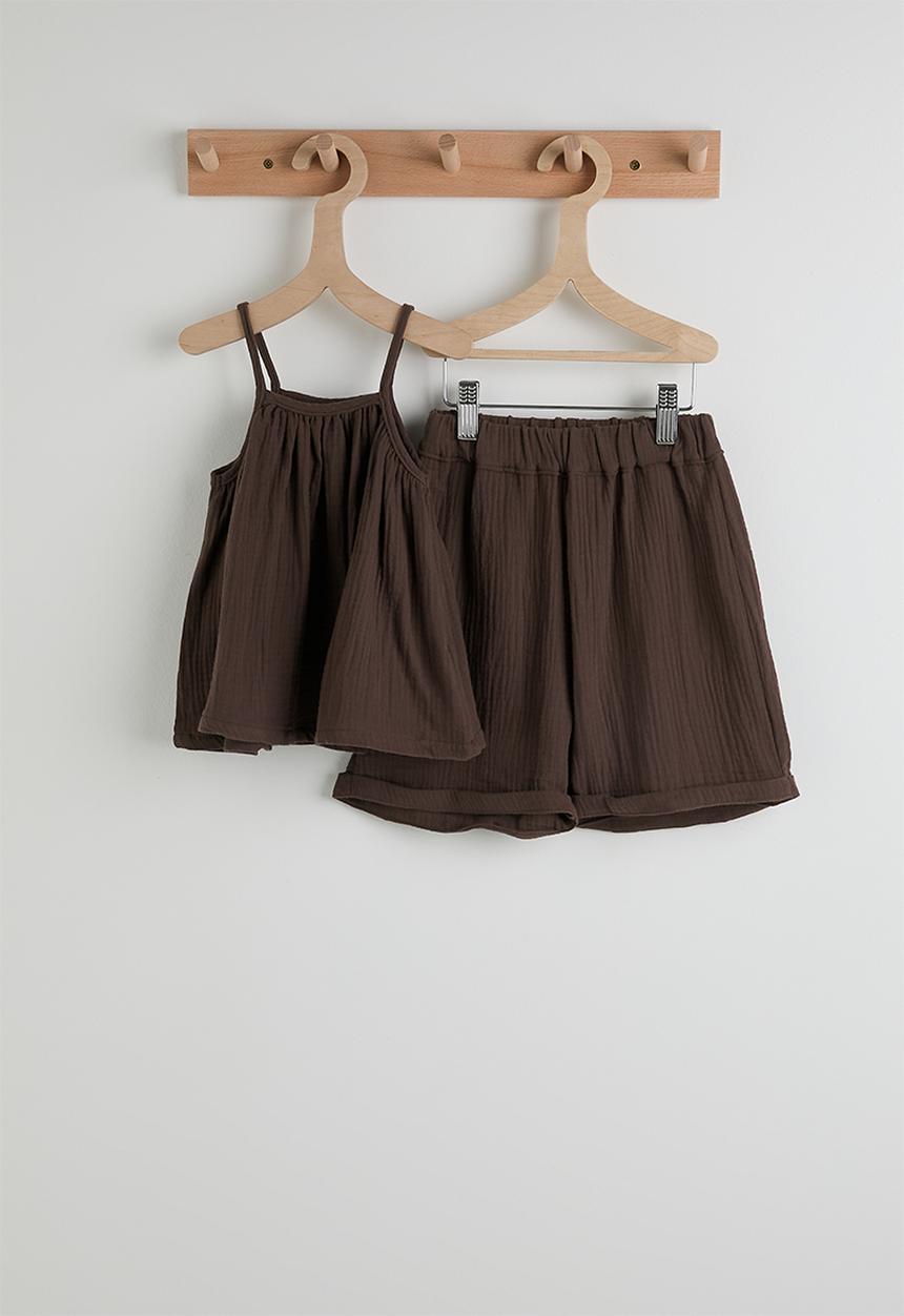 Pop Candy - Camisole top with roll-up shorts - chocolate