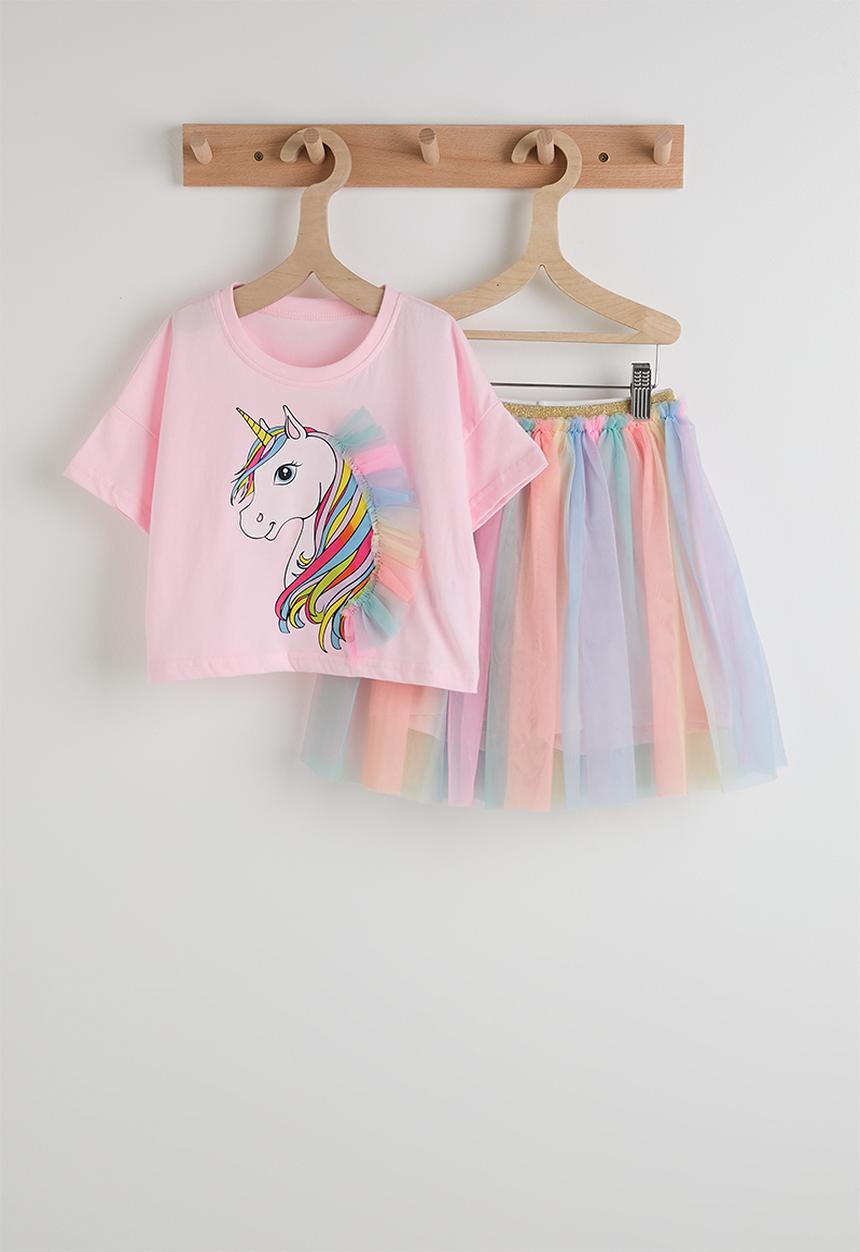 Pop Candy - Graphic tee with tulle skirt - pink/multi
