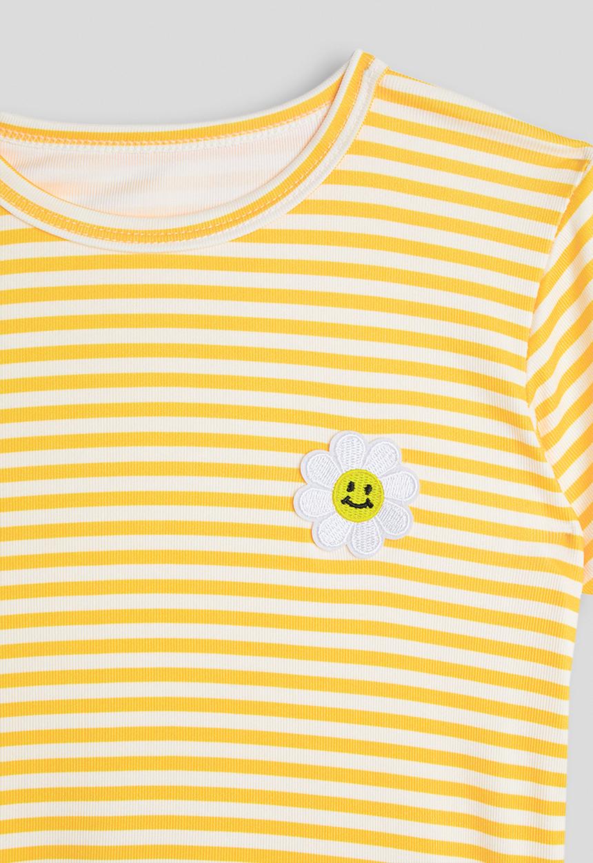 Pop Candy - Lettuce hem tee & shorts - yellow stripes