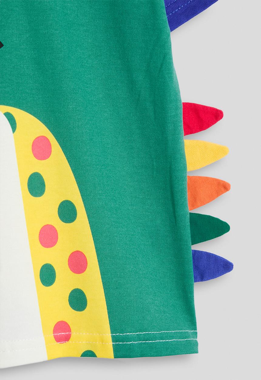 Pop Candy - Dino graphic tee with 3D spike shorts - white/blue/multi