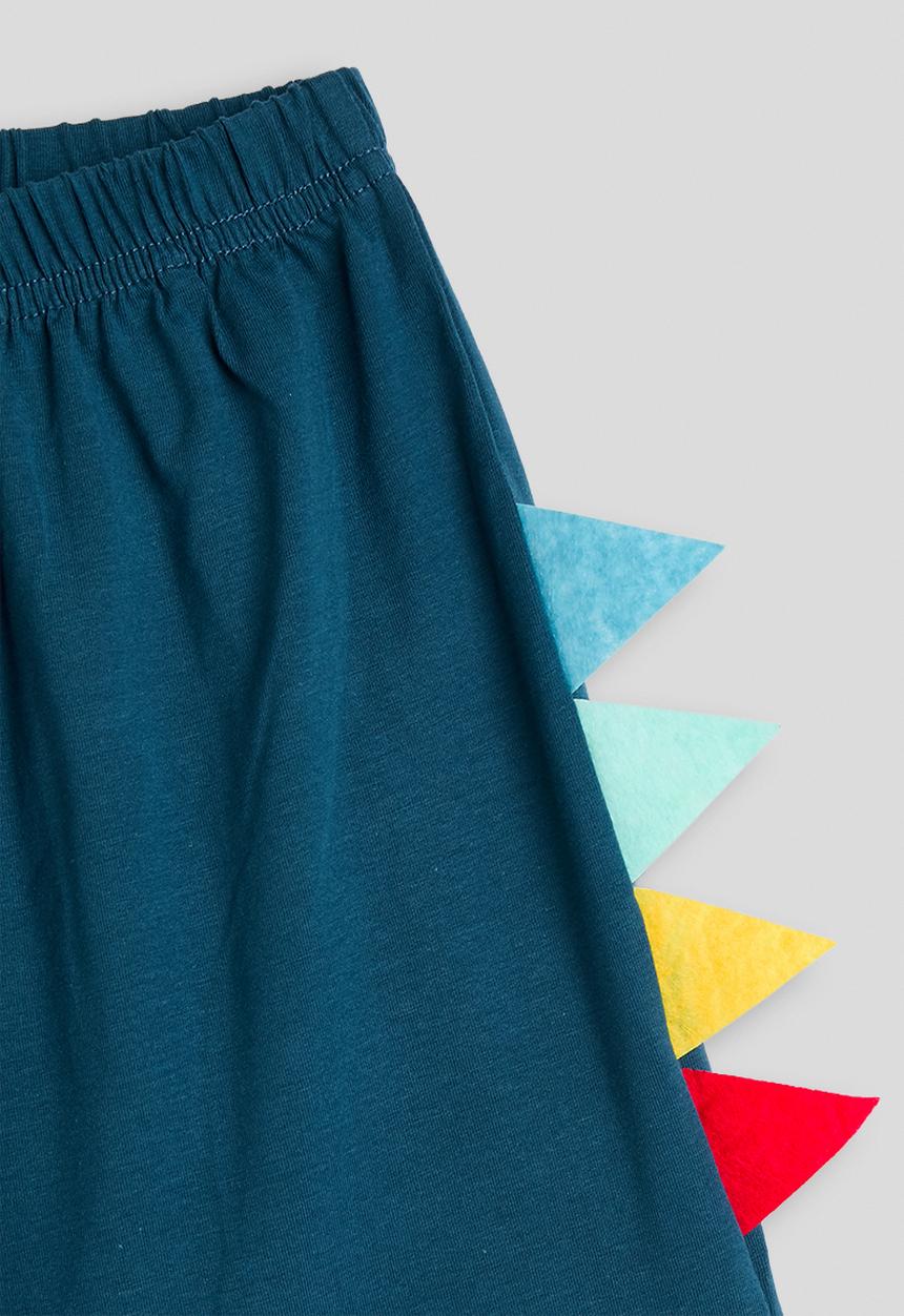 Pop Candy - Dino graphic tee with side spike shorts - sea blue