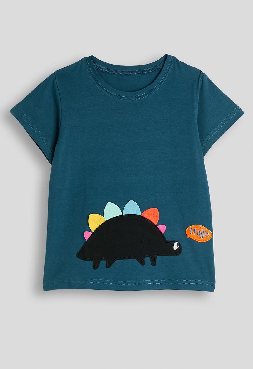 Pop Candy - Dino graphic tee with side spike shorts - sea blue
