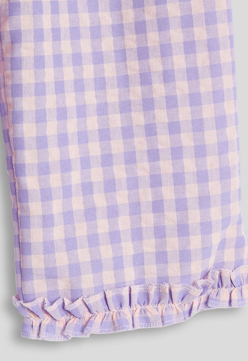 Pop Candy - Gingham ruffled trim blouse and pants - lilac/light pink