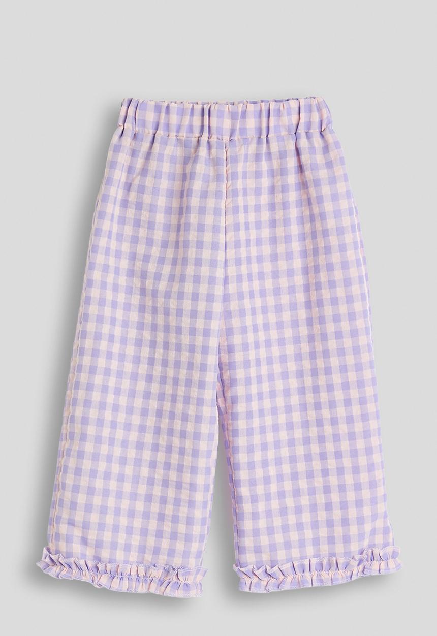 Pop Candy - Gingham ruffled trim blouse and pants - lilac/light pink