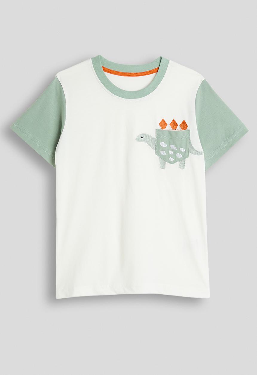 Pop Candy - Dino pocket tee with gingham shorts - multi