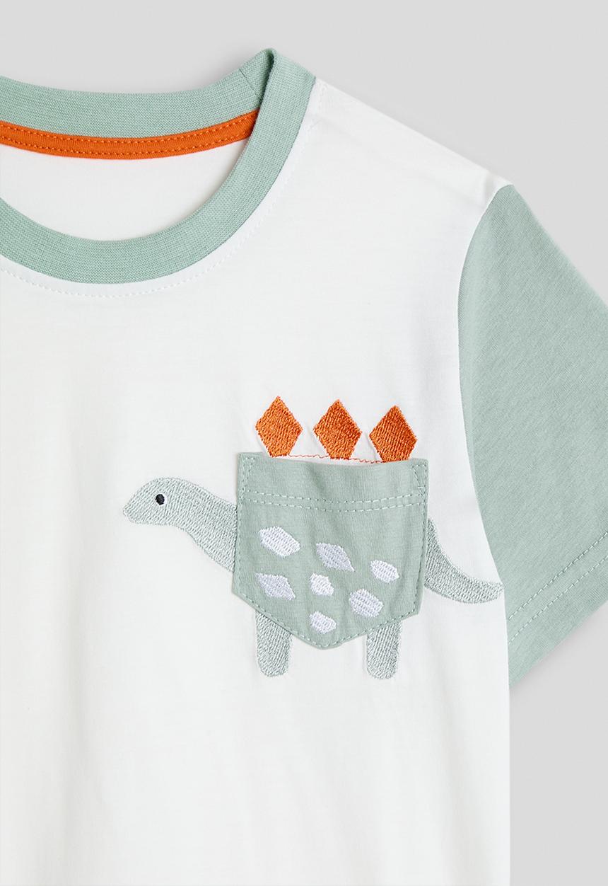 Pop Candy - Dino pocket tee with gingham shorts - multi
