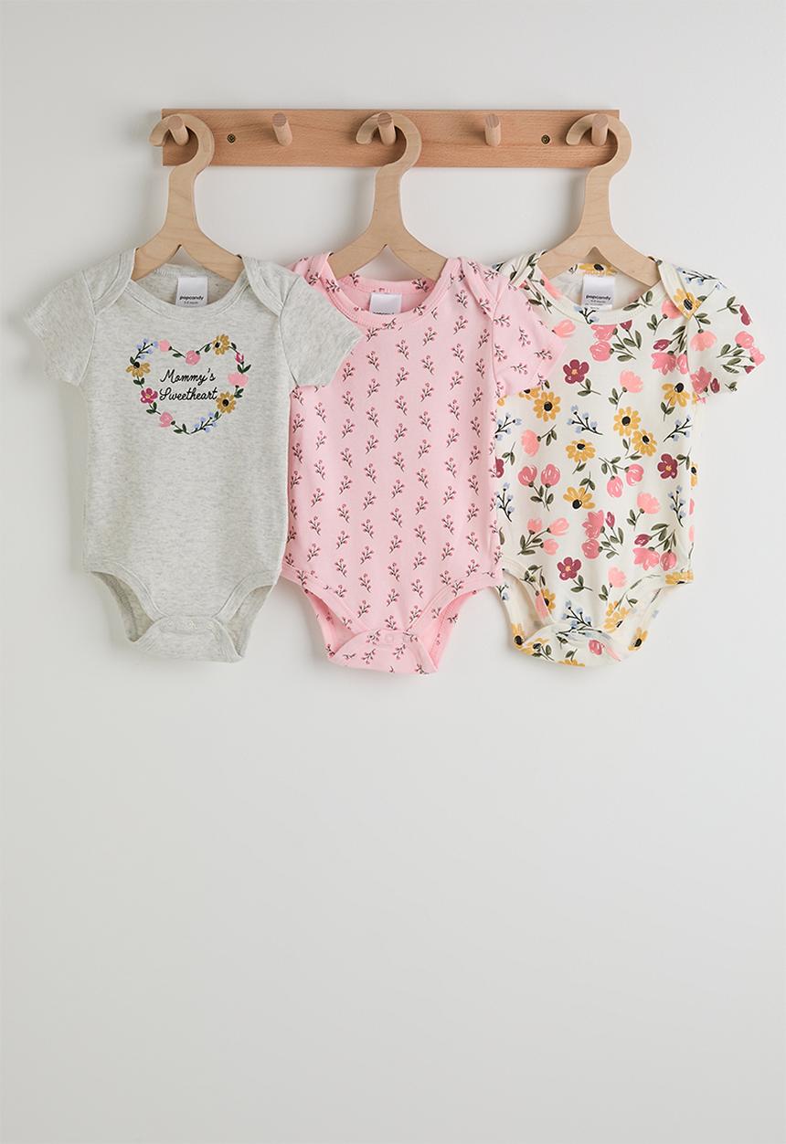 Pop Candy - 3 Pack bodysuit - light grey/aop/floral multi