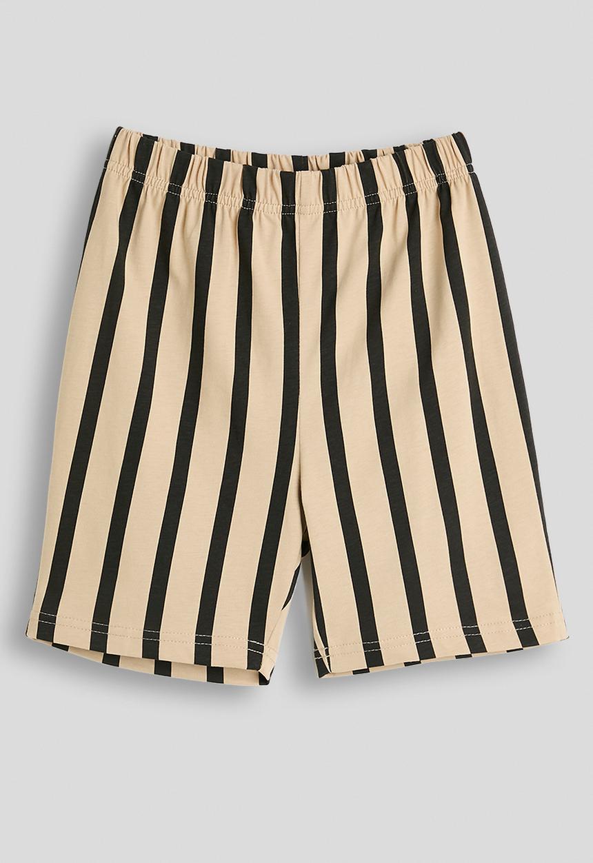 Pop Candy - Dino graphic tee with striped shorts - navy/beige