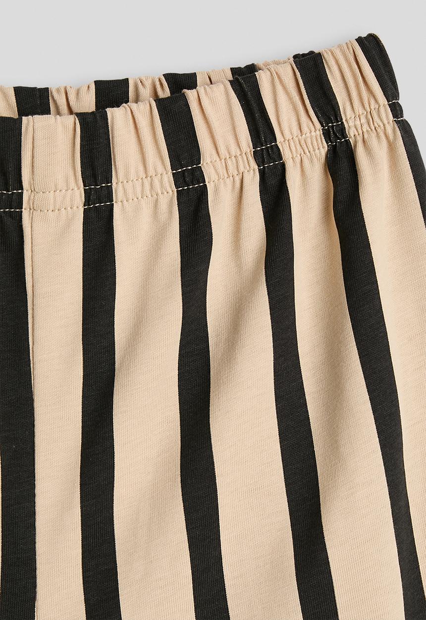 Pop Candy - Dino graphic tee with striped shorts - navy/beige