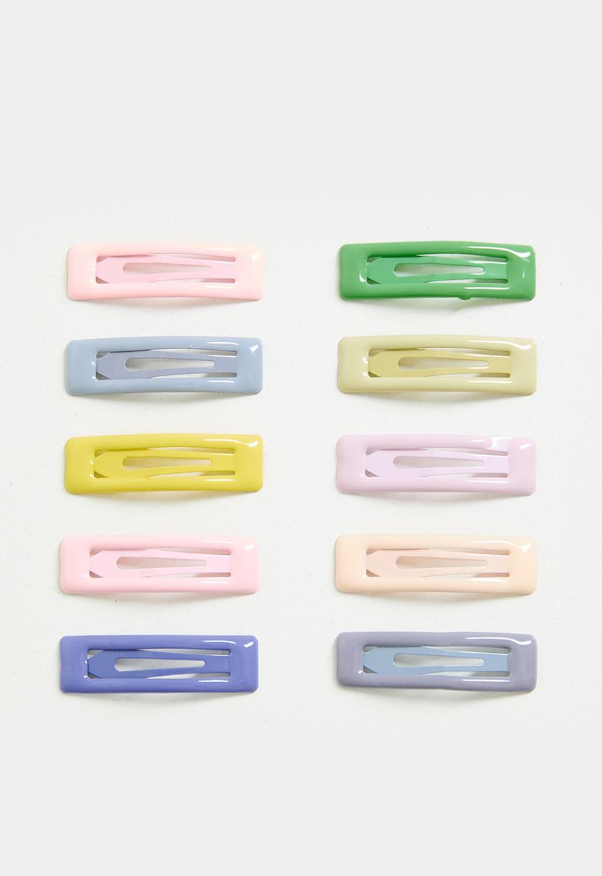 Pop Candy - 10 Piece hair clip set - multi