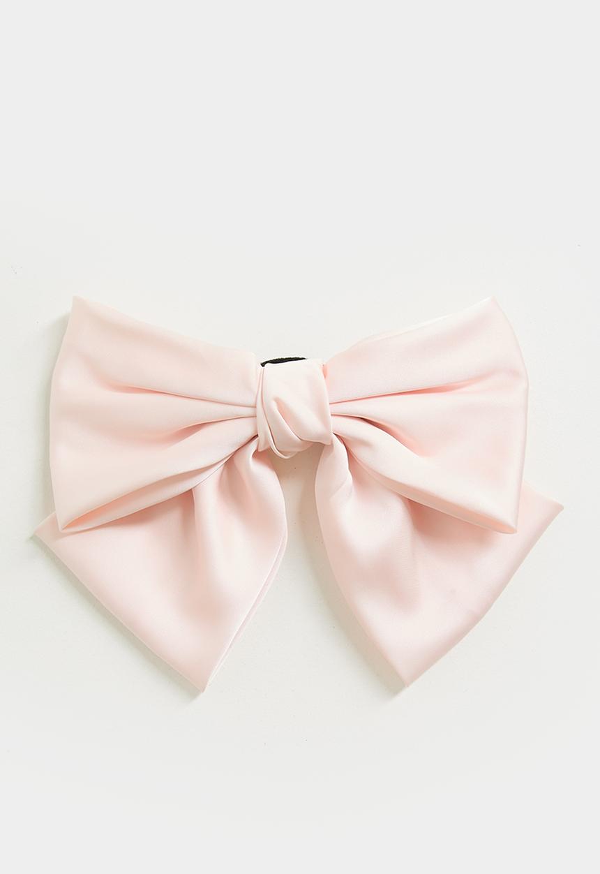 Pop Candy - Satin bow hair clip - pastel pink