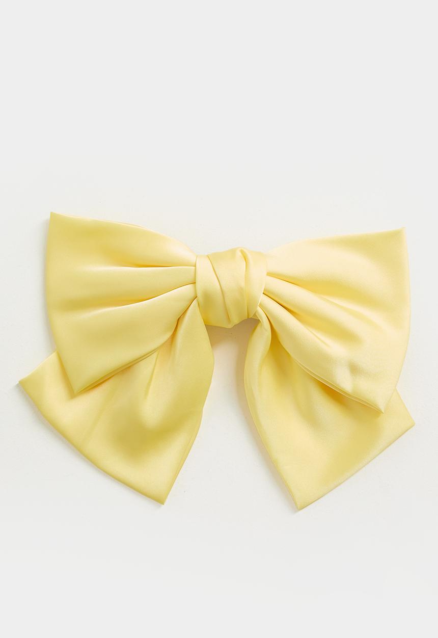 Pop Candy - Satin bow hair clip - butter yellow