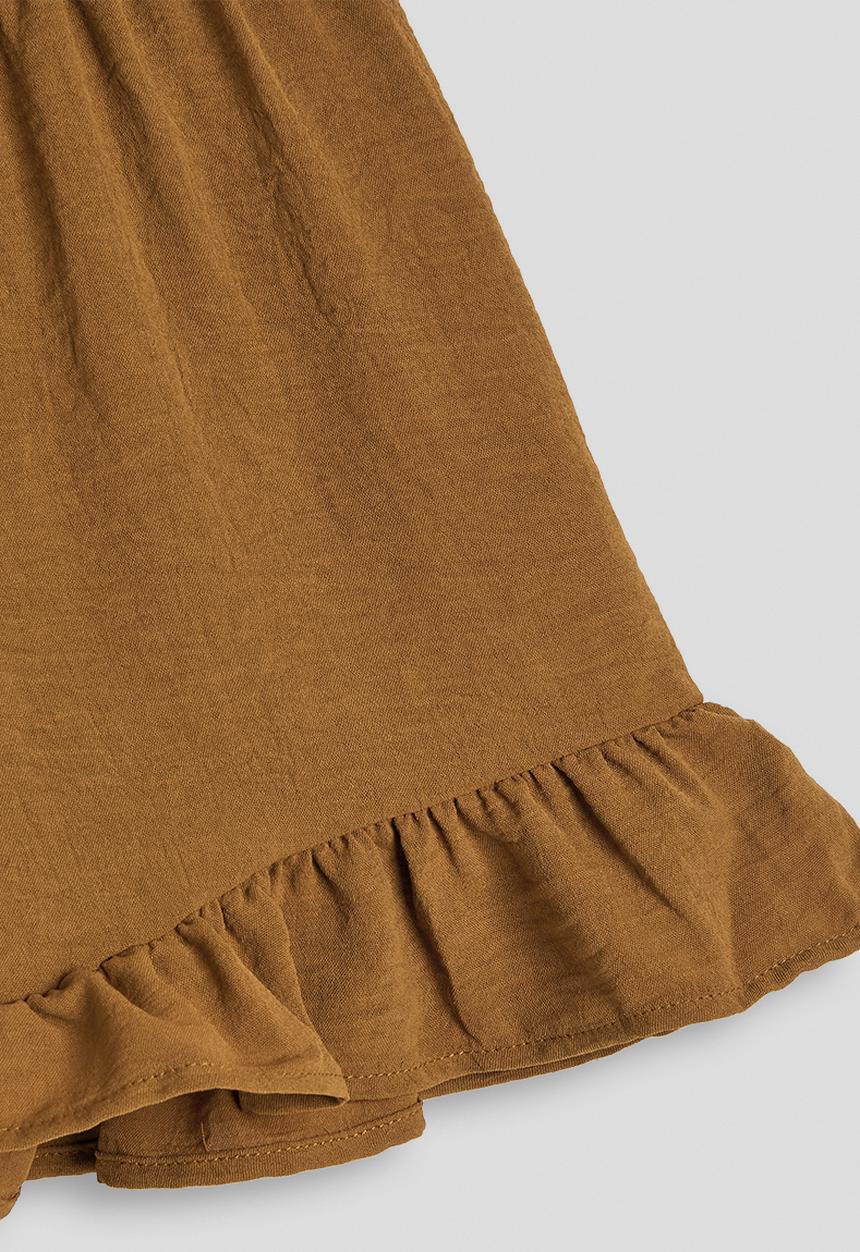 Pop Candy - Shirred bodice blouse with frilled hem shorts - brown