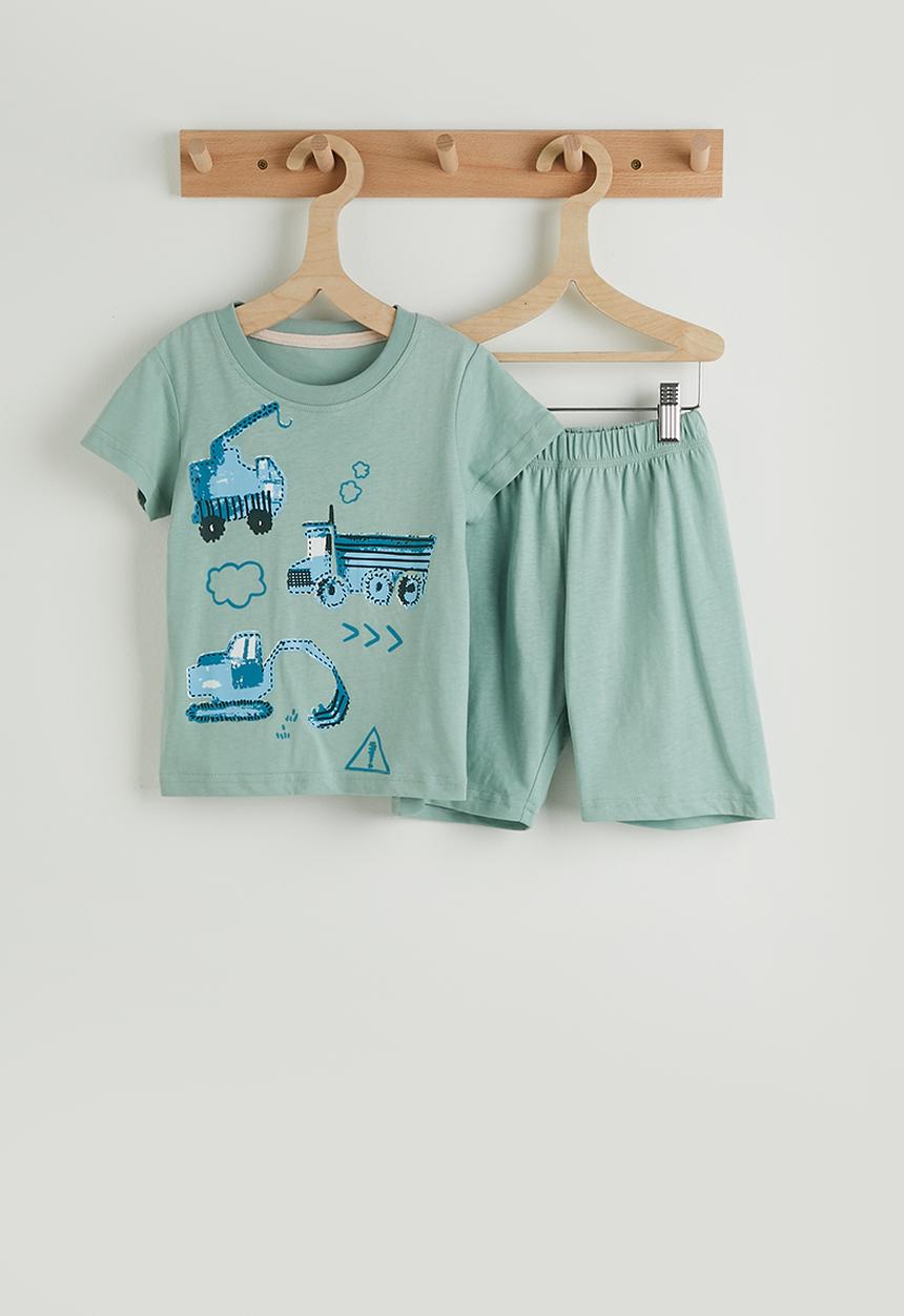 Pop Candy - Excavator graphic pj set - calm green