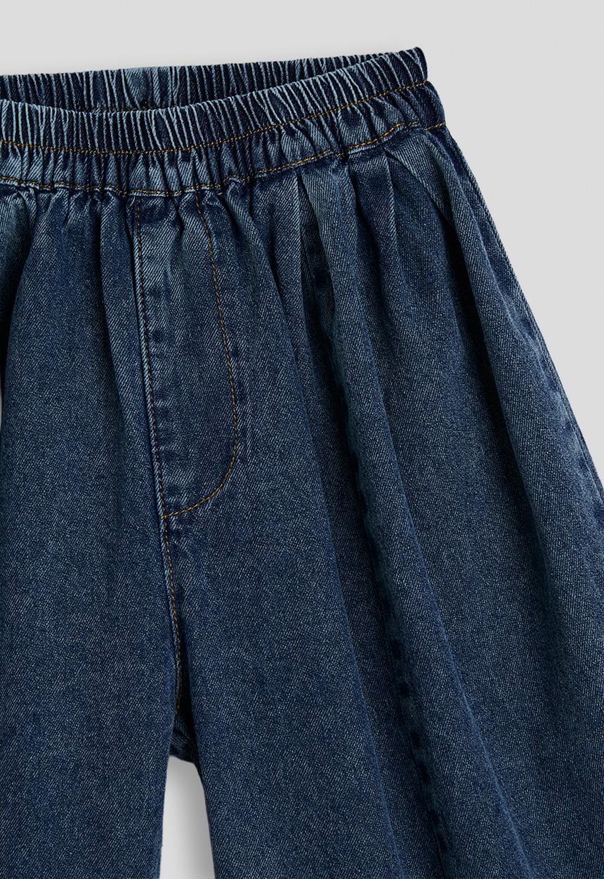 Pop Candy - Denim collared vest with bermuda shorts - dark blue