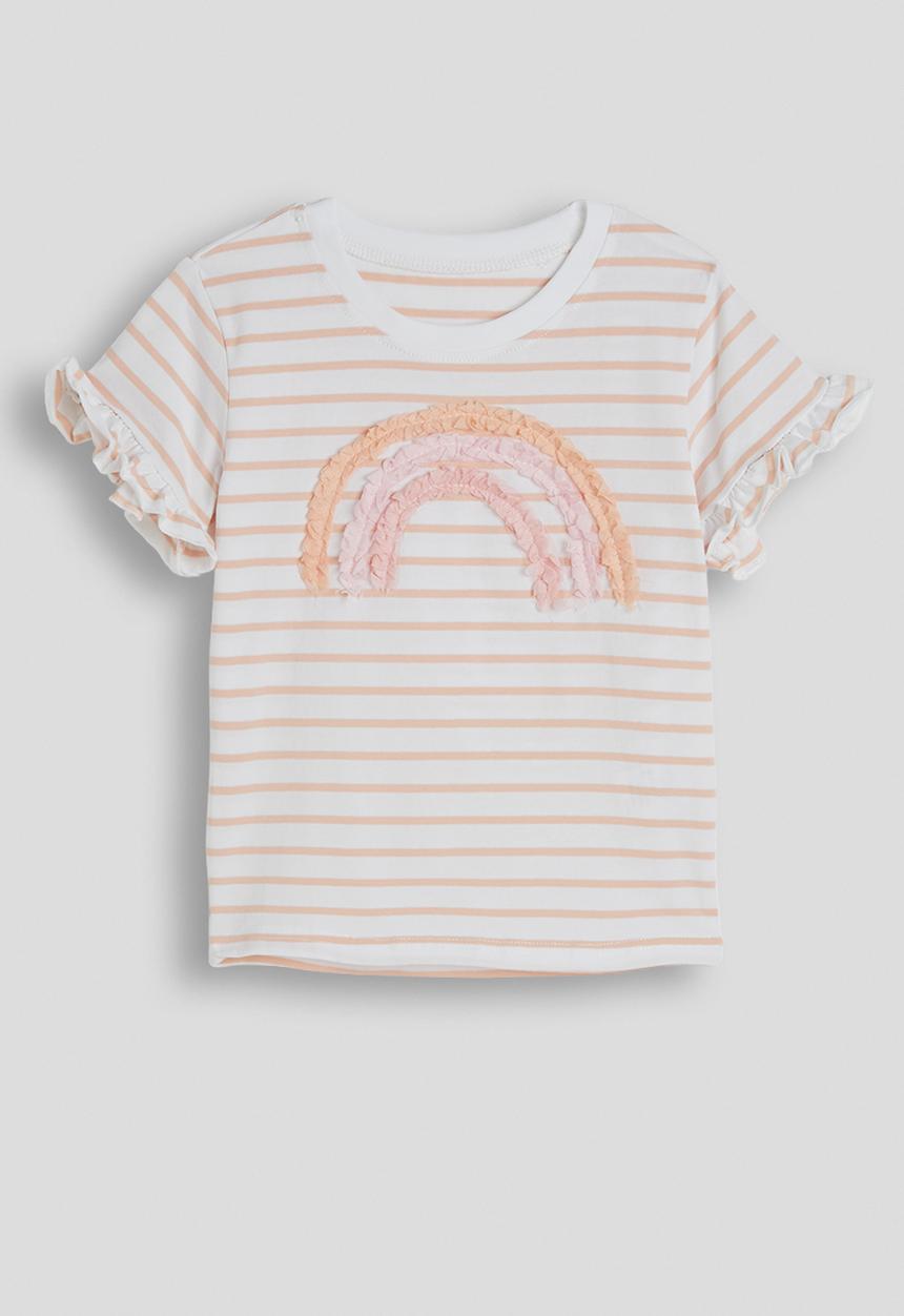 Pop Candy - Rainbow ruffle trim tee with shorts - light pink