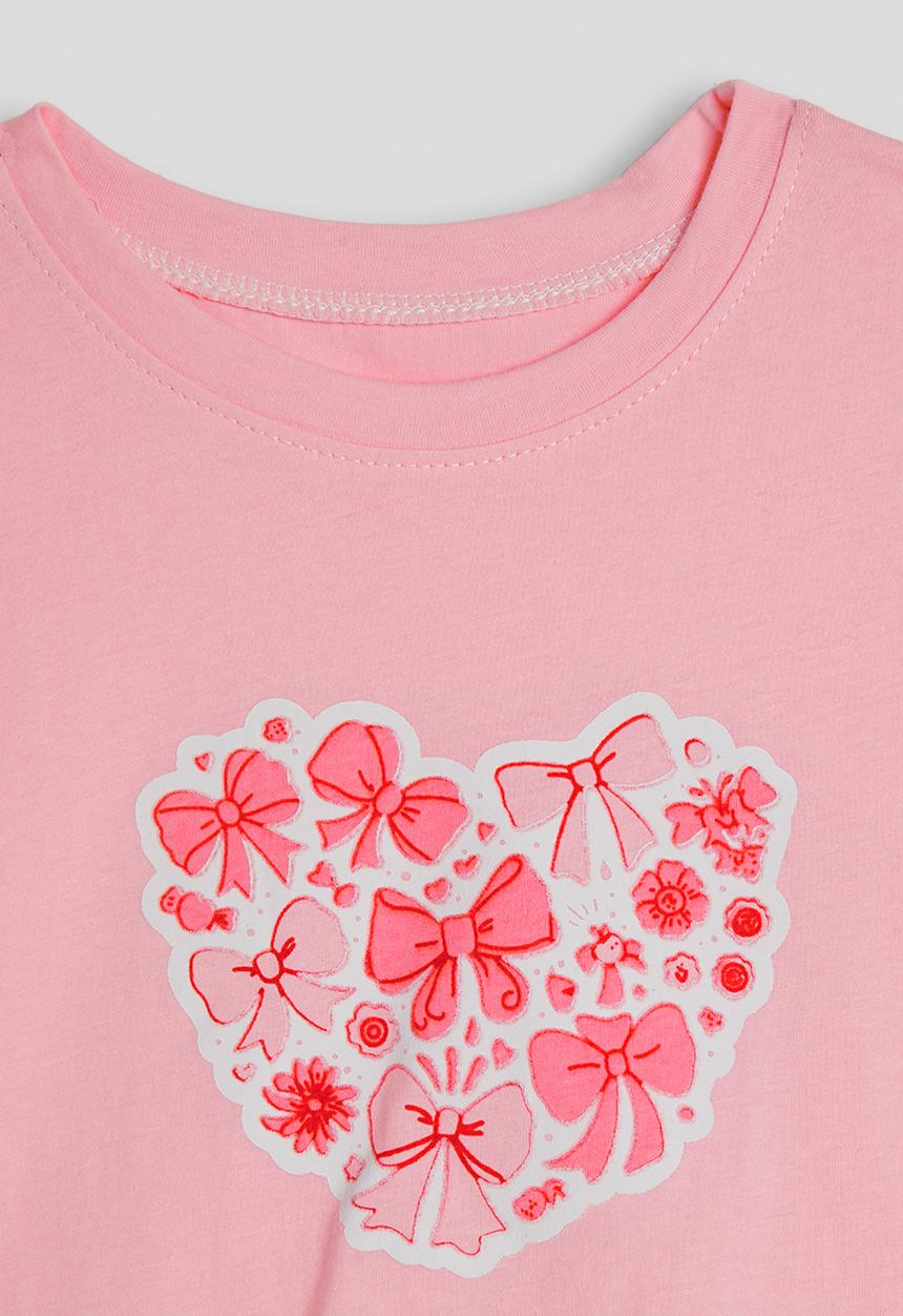 Pop Candy - Frilled sleeve pj set - pink/pink stripes/bow aop