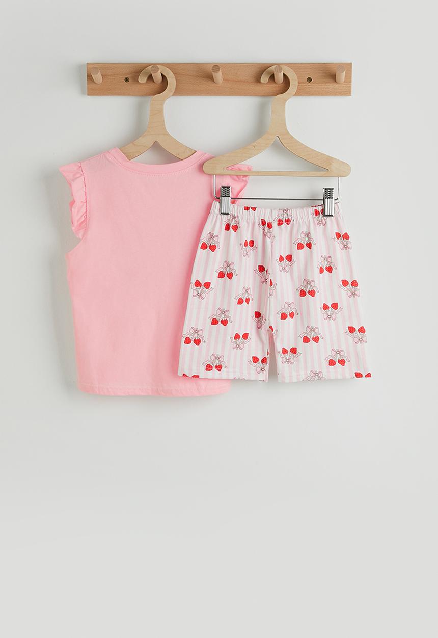 Pop Candy - Frilled sleeve pj set - pink/pink stripes/bow aop