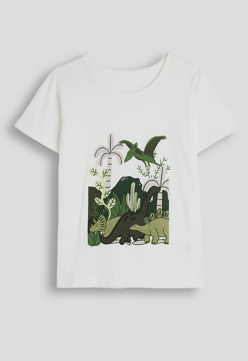 Pop Candy - Dino scene placement tee with shorts - white/green