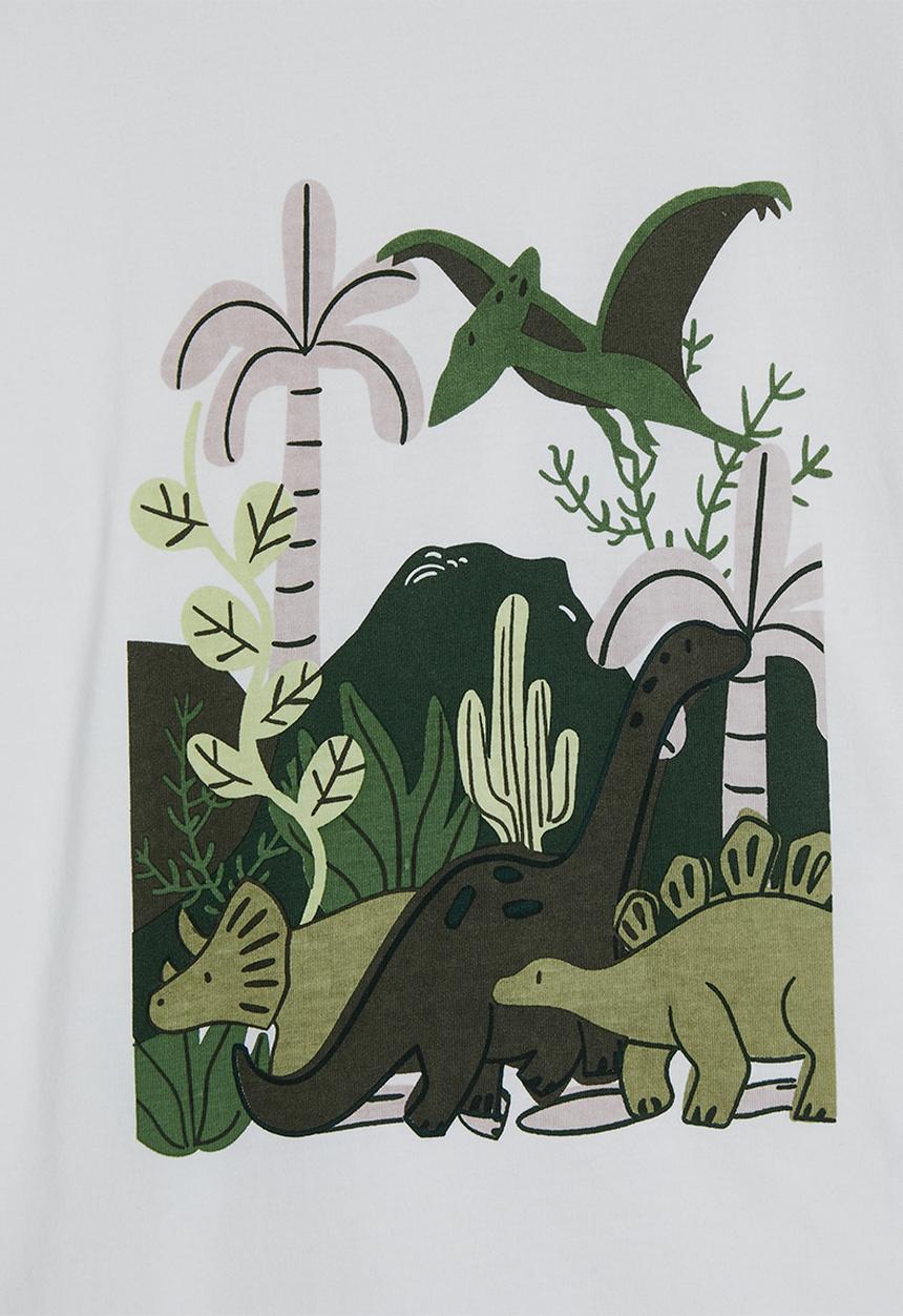 Pop Candy - Dino scene placement tee with shorts - white/green