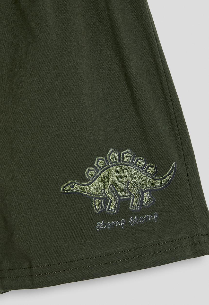 Pop Candy - Dino scene placement tee with shorts - white/green
