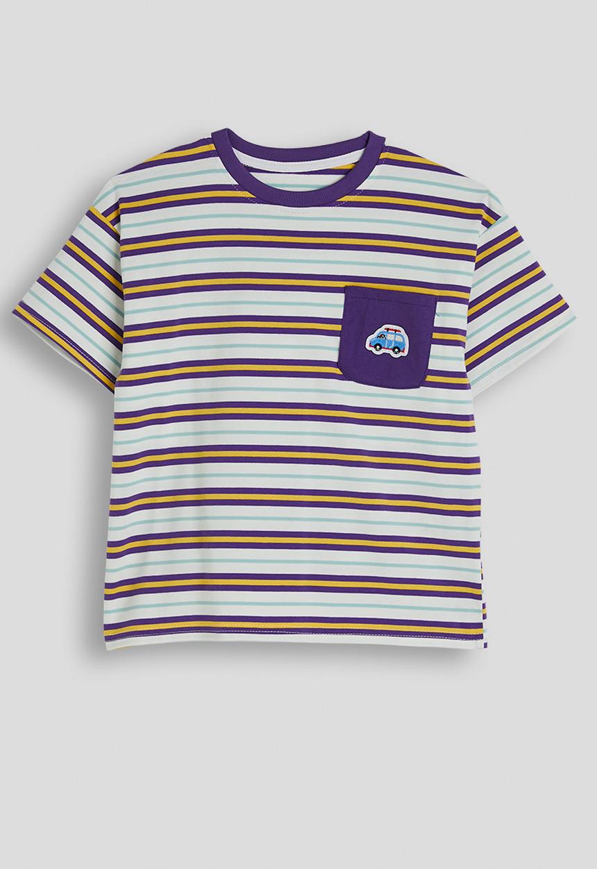 Pop Candy - Purple striped tee with shorts - purple stripes/beige