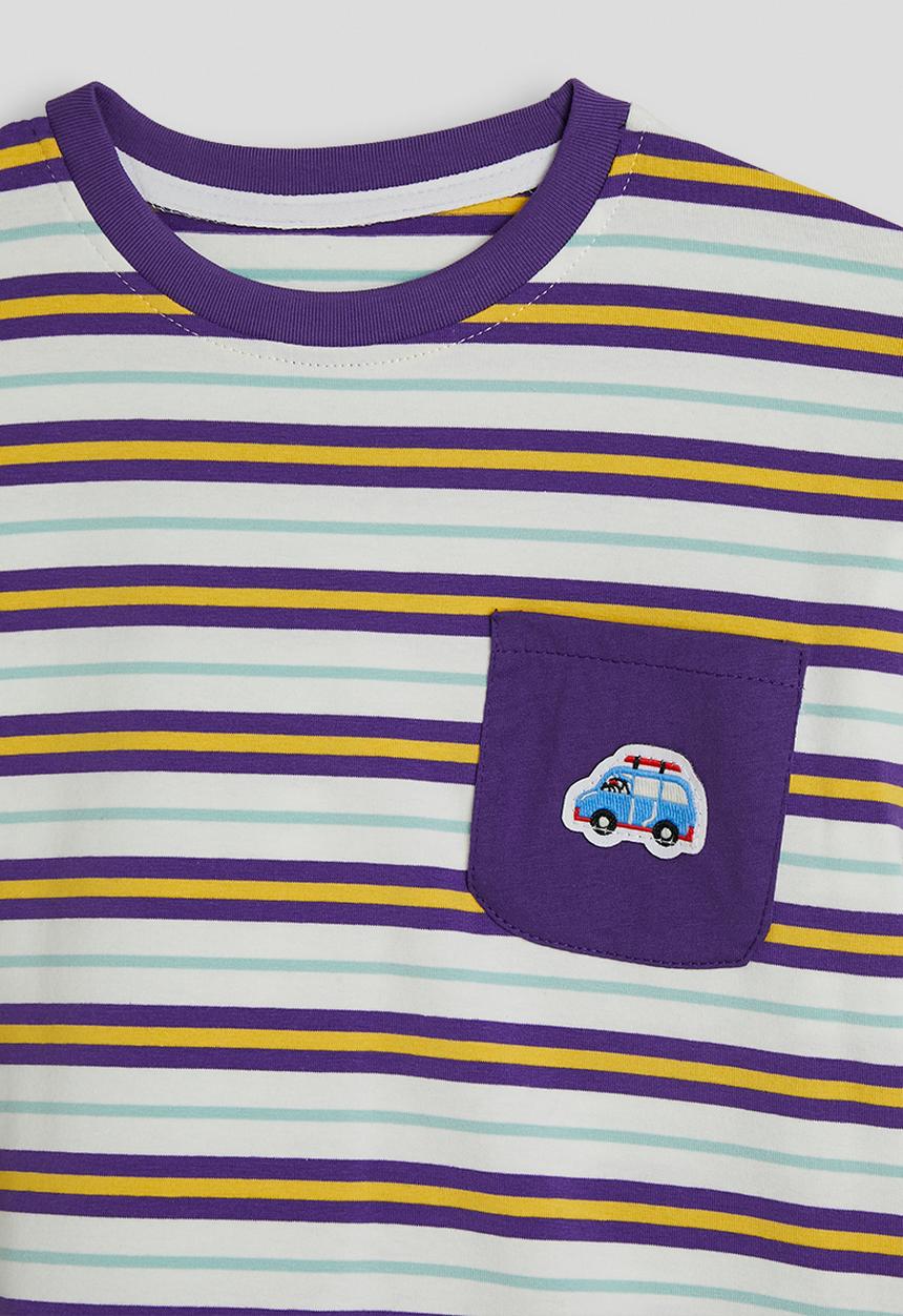Pop Candy - Purple striped tee with shorts - purple stripes/beige