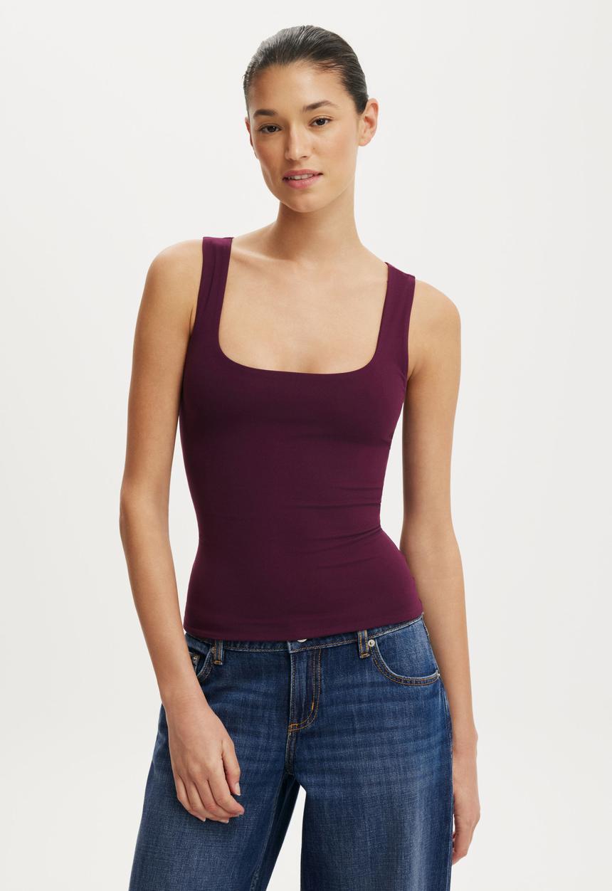 Cotton On - Hold Me Scoop Tank - Blackberry Belle