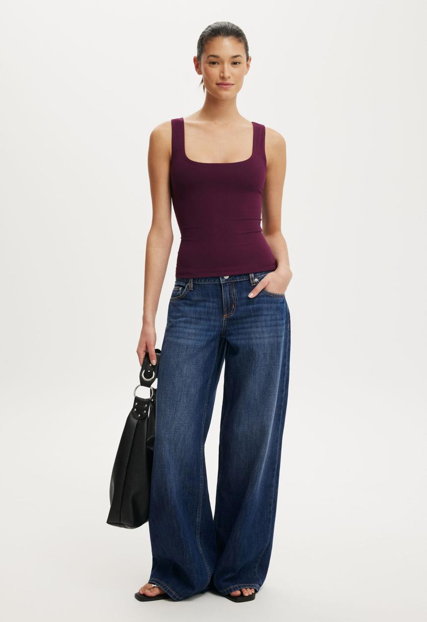 Cotton On - Hold Me Scoop Tank - Blackberry Belle
