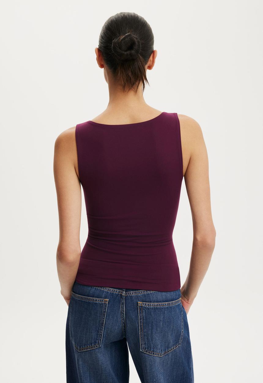 Cotton On - Hold Me Scoop Tank - Blackberry Belle