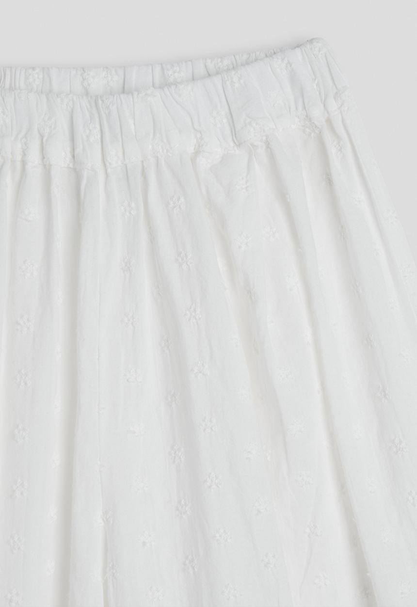 Pop Candy - Anglaise button down blouse with wide leg pants - white