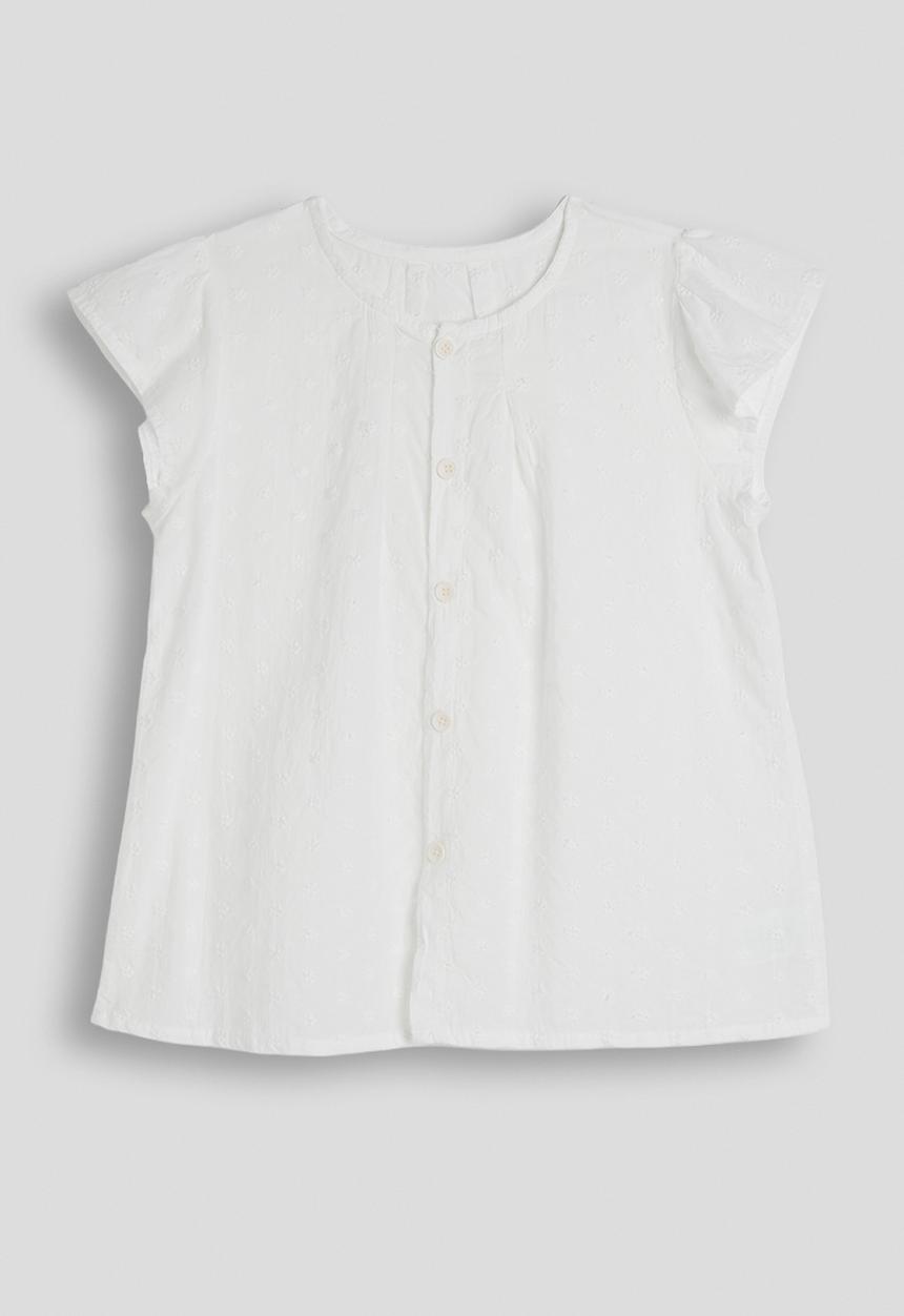 Pop Candy - Anglaise button down blouse with wide leg pants - white