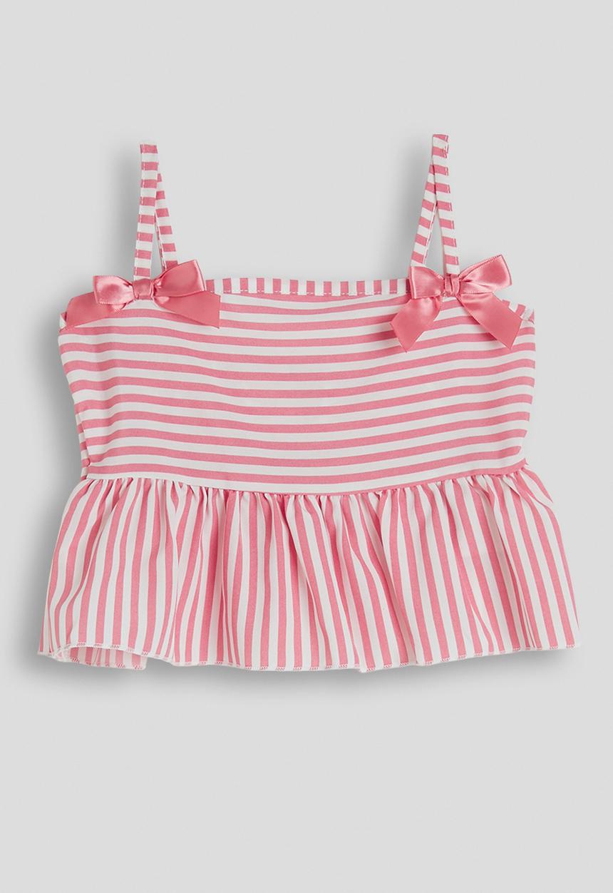 Pop Candy - Peplum camisole with banded hem pants - pink stripe