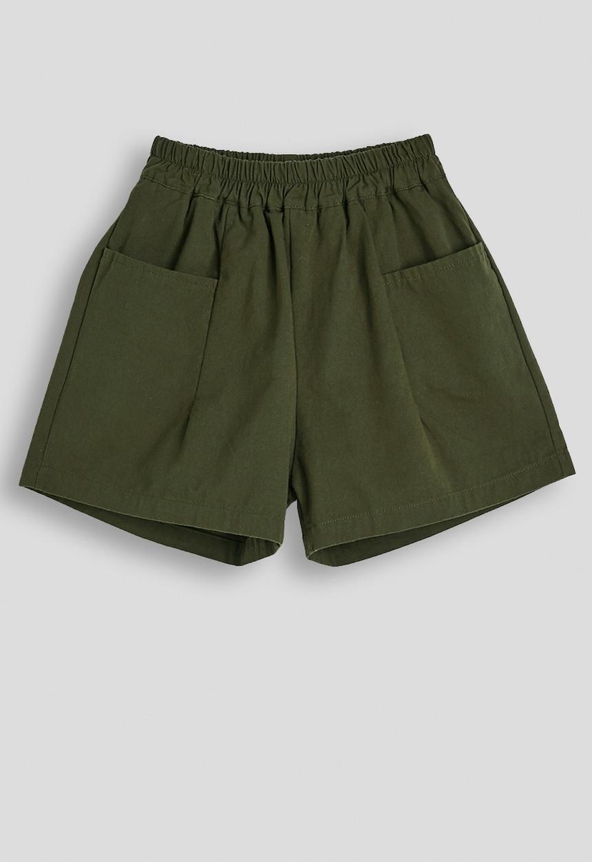 Pop Candy - Stylised front pocket shorts - dark olive