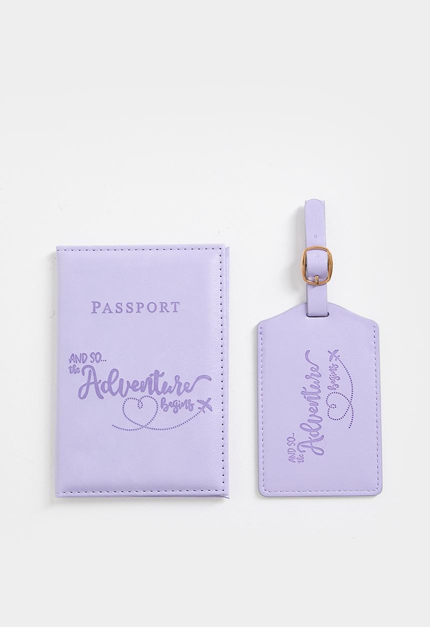 Pop Candy - Embossed passport cover and luggage tag set - lavender