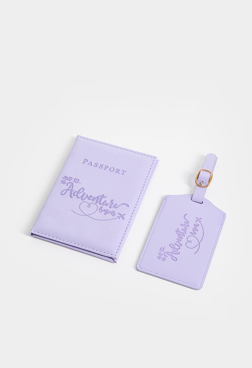 Pop Candy - Embossed passport cover and luggage tag set - lavender